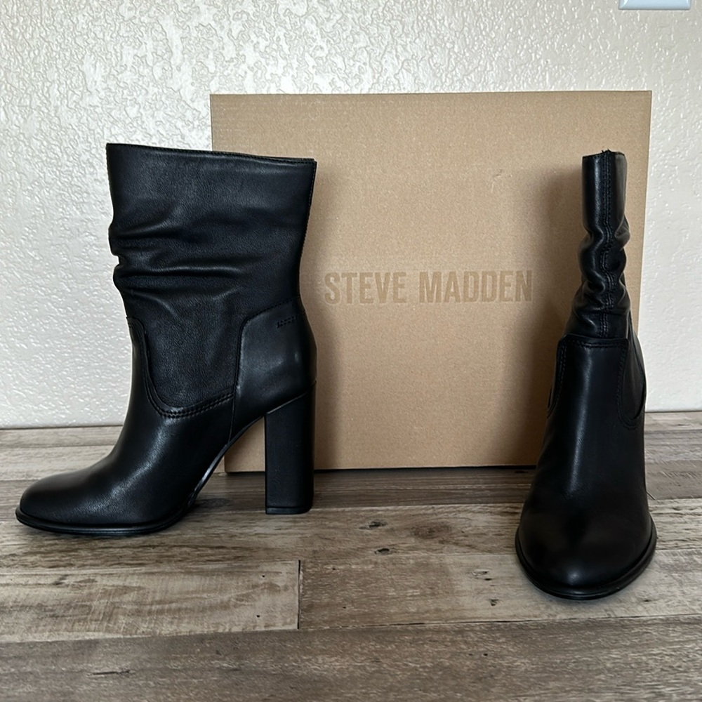 Steve Madden Black Leather Boots 6.5M